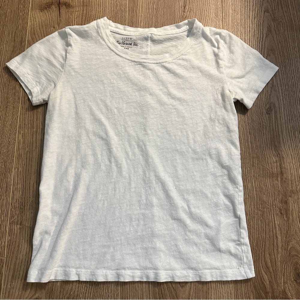 J. Crew Women’s Girlfriend Short-Sleeve Crewneck Tee White in Size XXS EUC